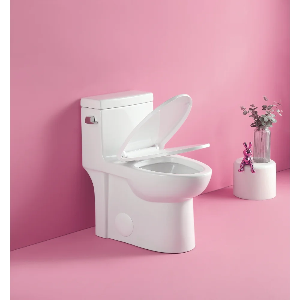 1.28 GPF Single-flush One Piece Toilet, Water-Saving Elongated Ohberri