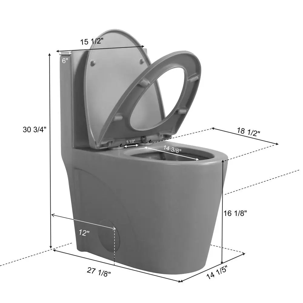 Dual-Flush One Piece Toilet, Water-Saving Elongated Ohberri