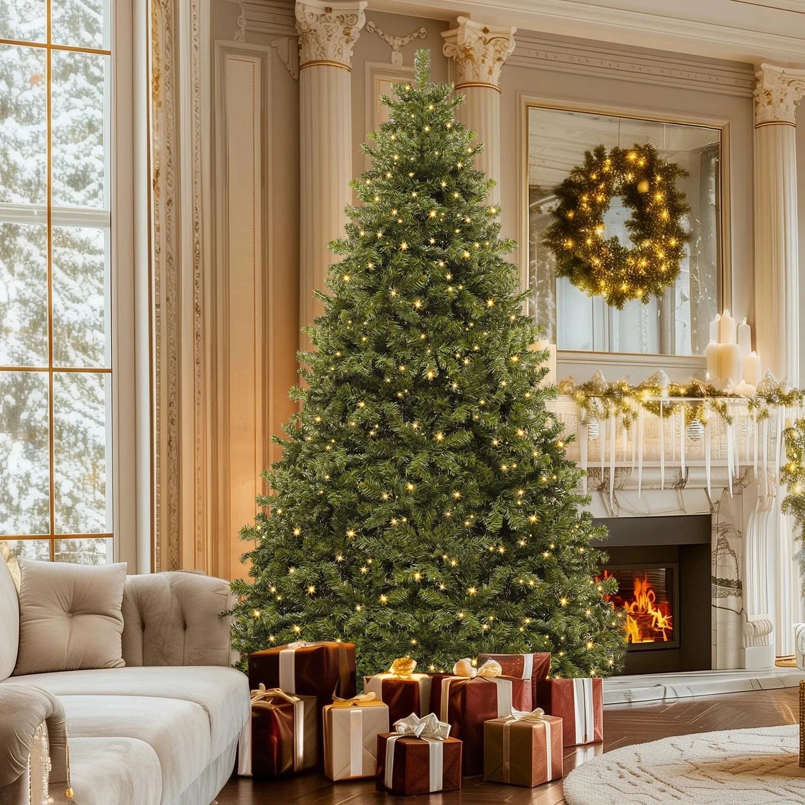 6ft Pre-Lit Spruce Artificial Christmas Tree with 880 Branch Tips & 250 Lights Ohberri