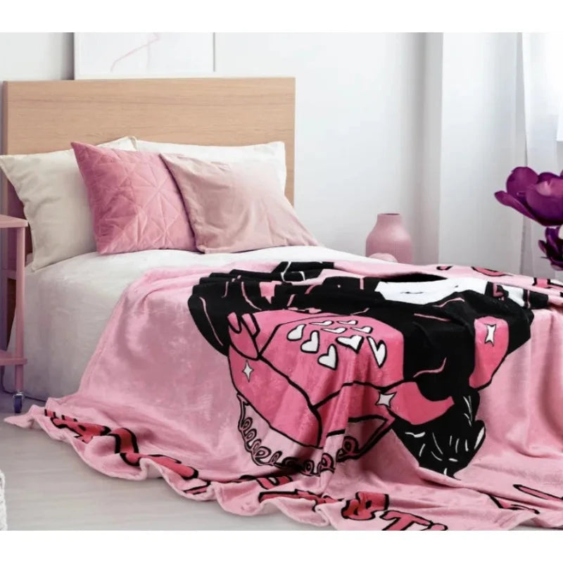 Pink horror ghost face blanket Ohberri