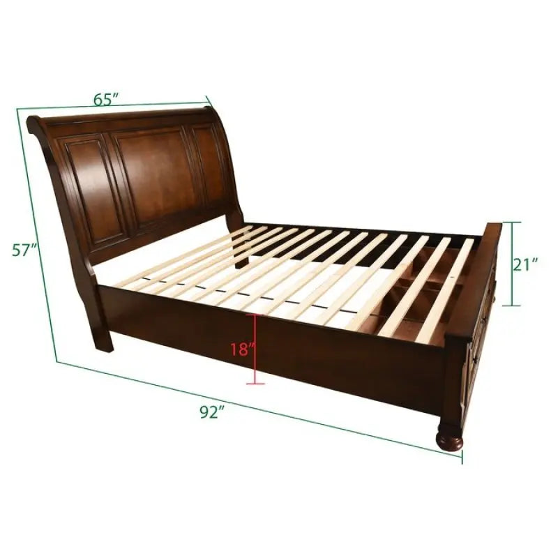 Queen 4 Piece Bedroom Set Made With Wood in Dark Walnut,For Bedoom - Ohberri