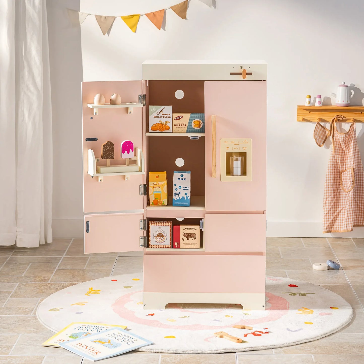 Kitchen Play set with Realistic Sound Pretend Play Gift for Boys Girls Pink - Ohberri