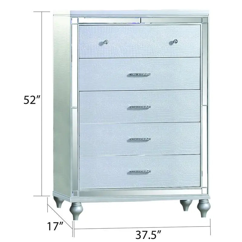 5 Pc Queen Bedroom Set with Fireplace Headboard & Footboard, Beige Wood Finish - Ohberri