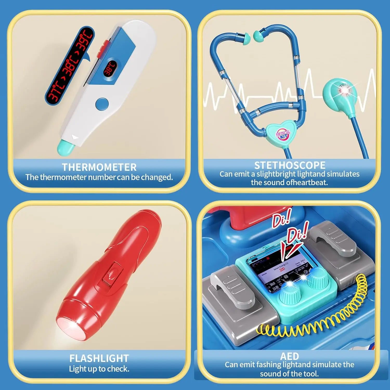 Doctor Pretend Play Medical Station Set with Lights Stethoscope - Ohberri