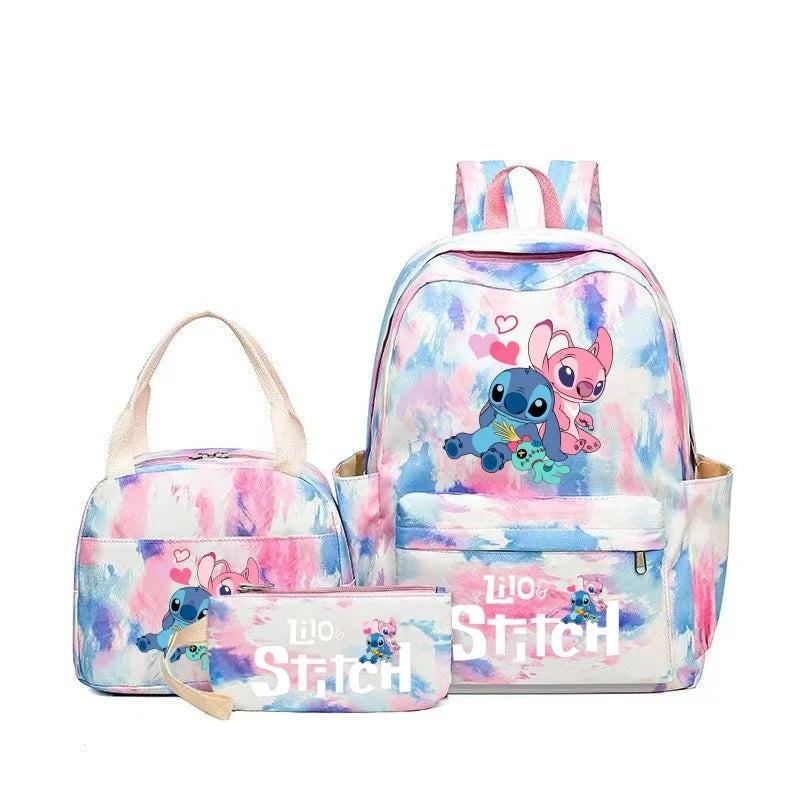 3pcs Stitch Large Capacity Backpack, Cartoon Anime Schoolbag, Kids Girl Travel Commute Knapsack With Lunch Bag And Pencil Case - Ohberri