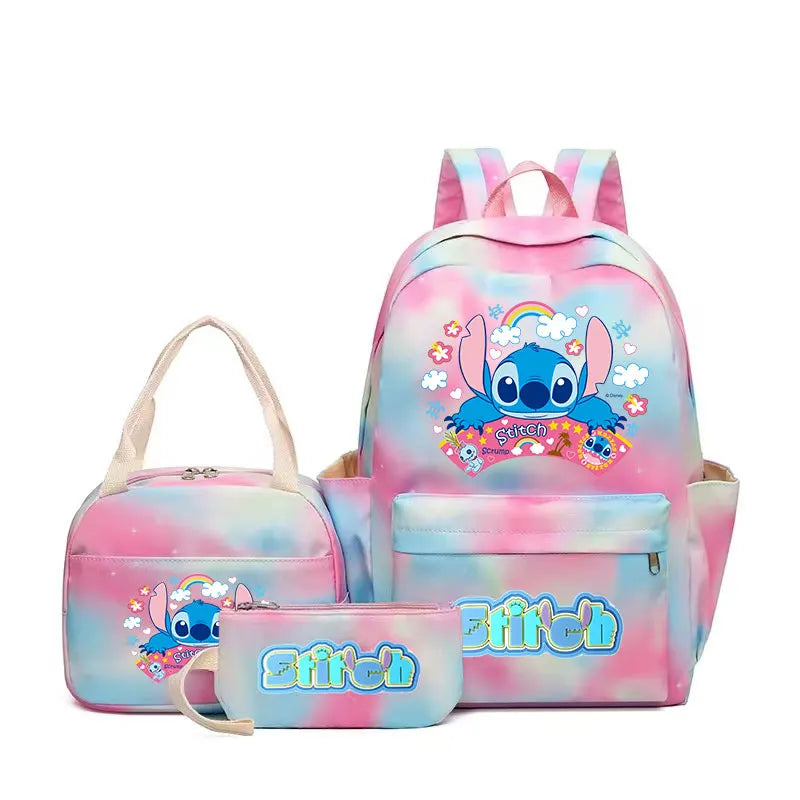 3pcs Stitch Large Capacity Backpack, Cartoon Anime Schoolbag, Kids Girl Travel Commute Knapsack With Lunch Bag And Pencil Case - Ohberri