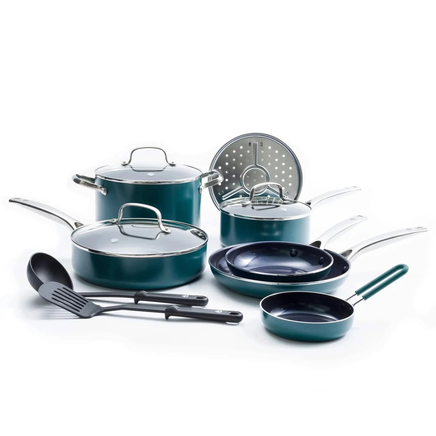 Blue Diamond 12-Piece Toxin-Free Ceramic Nonstick Pots and Pans Cookware Set Ohberri