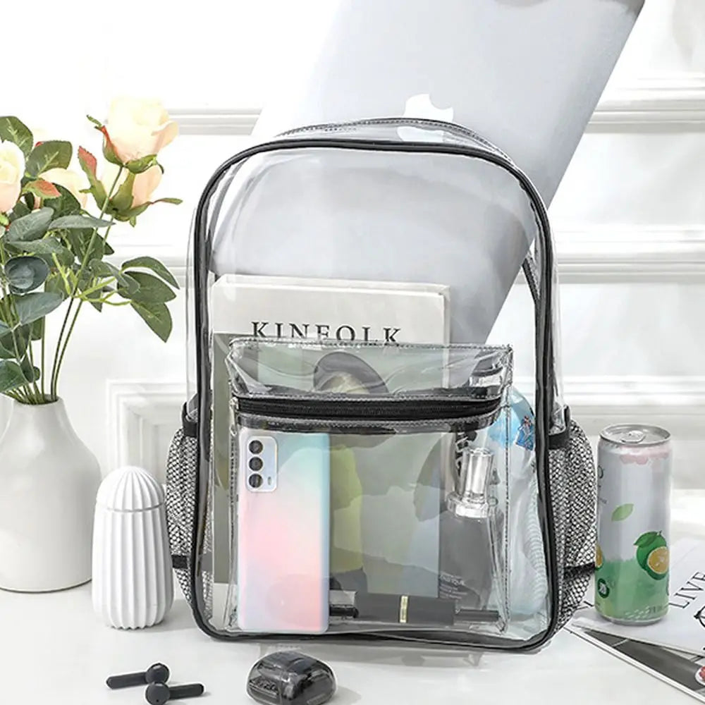 Transparent PVC Outdoor Sports Fitness Knapsack Casual Travel Visible Backpack Large Capacity Waterproof Shoulders Bag - Ohberri