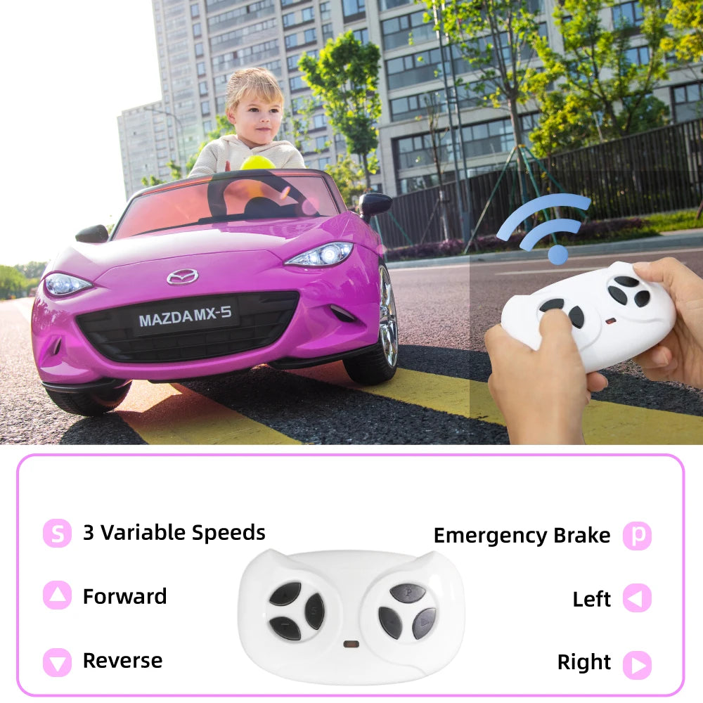 12V Mazda MX-5 Electric Car for Kids with Parent Remote Control, Lights, Music - Ohberri