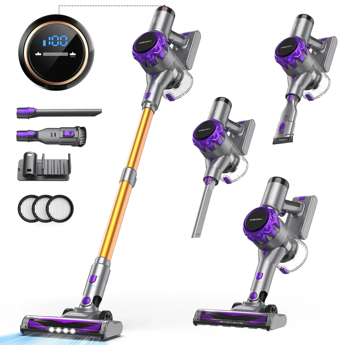 Cordless Vacuum Cleaner 55Mins Running Time with Touchscreen Ohberri