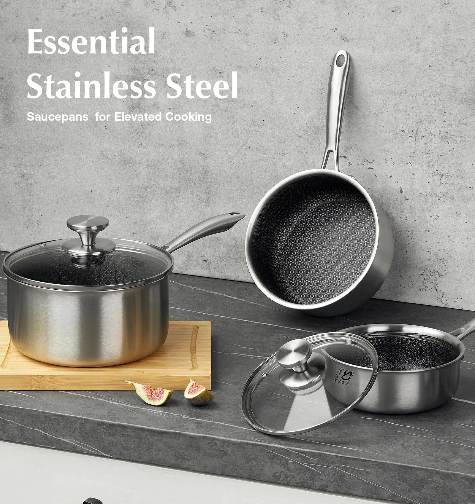 Hybrid Nonstick Stainless Steel Saucepan Set, 1QT & 2QT Set Ohberri