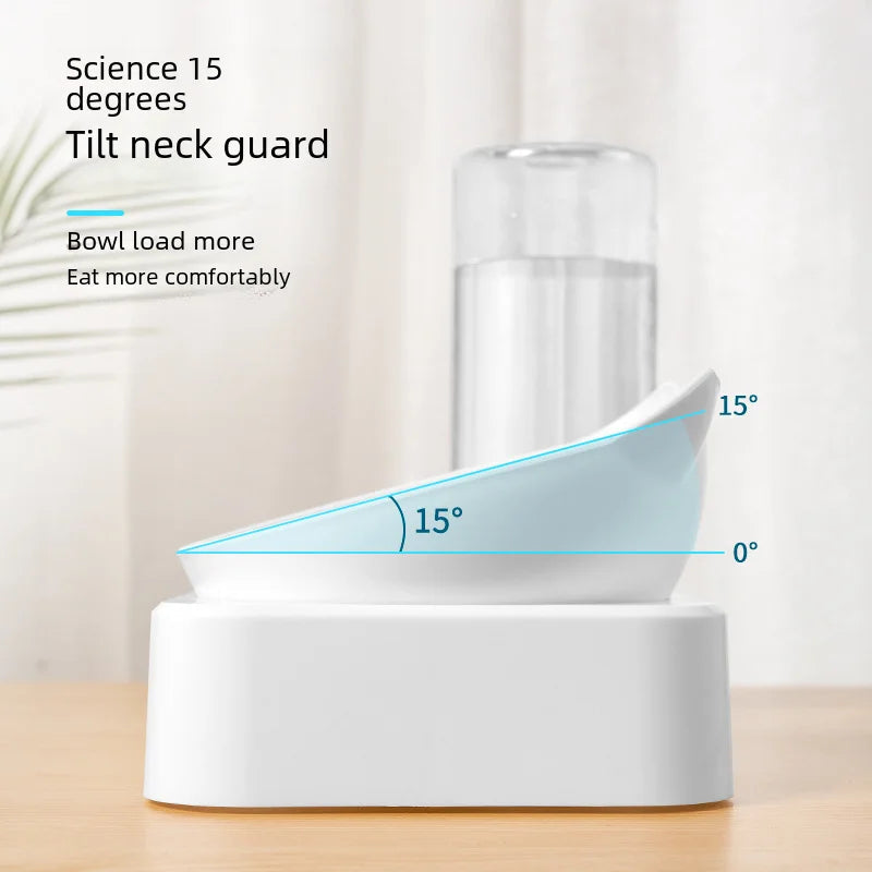 Double Bowl Automatic Watering Pet Anti-overturn Rice Plastic Cat Dog Food Bowl Cats Dogs Pet Tableware Ohberri