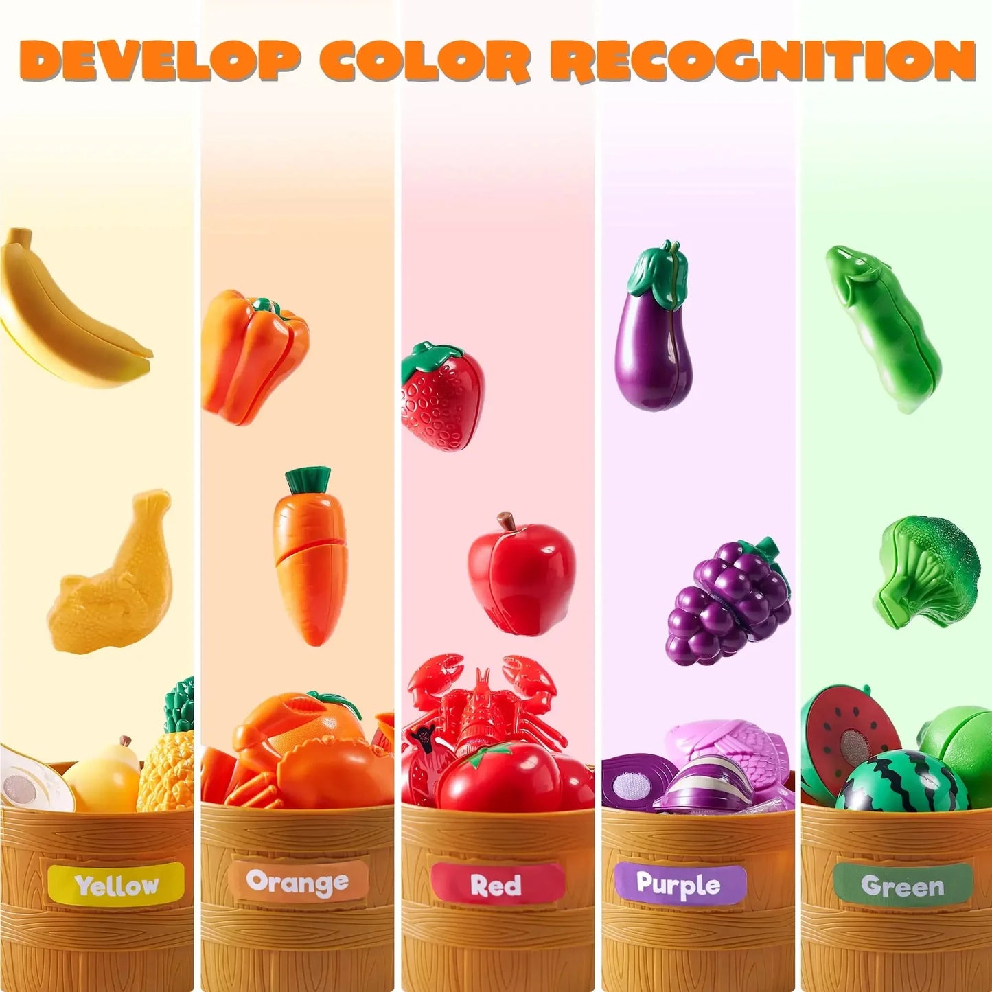 60 pcs Play Food Set for Kids Kitchen Ohberri