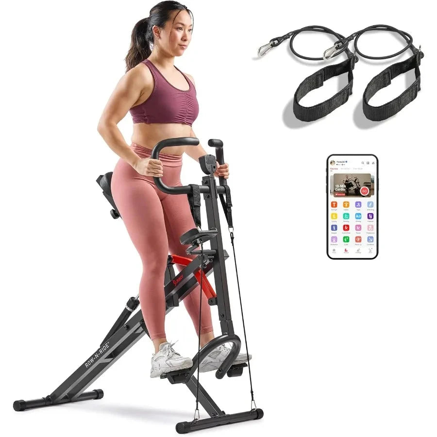 Row-N-Ride PRO, Full Body Combo Squat Machine w/Optional Resistance Band Ohberri