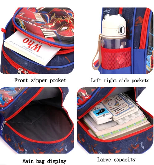 Disney Spiderman Unisex Backpacks Large Capacity Gilding Print Schoolbag For Children's Gifts With Pen Case - Ohberri