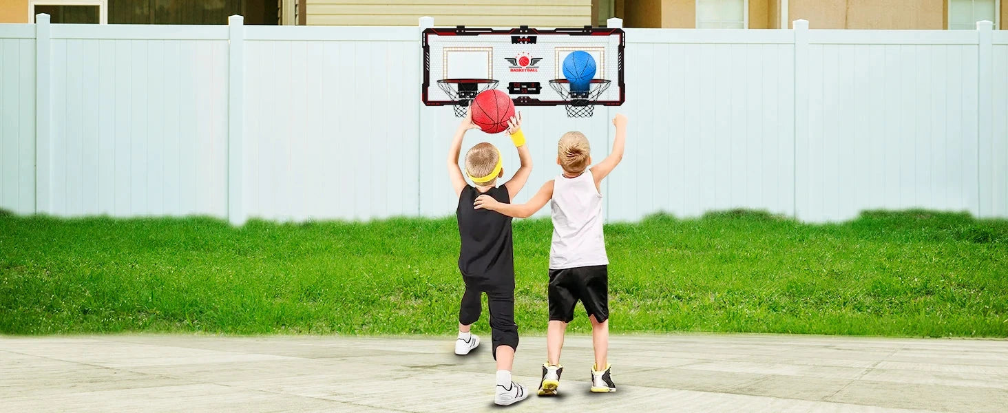 Basketball Hoop x2 Indoor Outdoor Electric Mini Basketball Scoreboard 4x Balls Ohberri