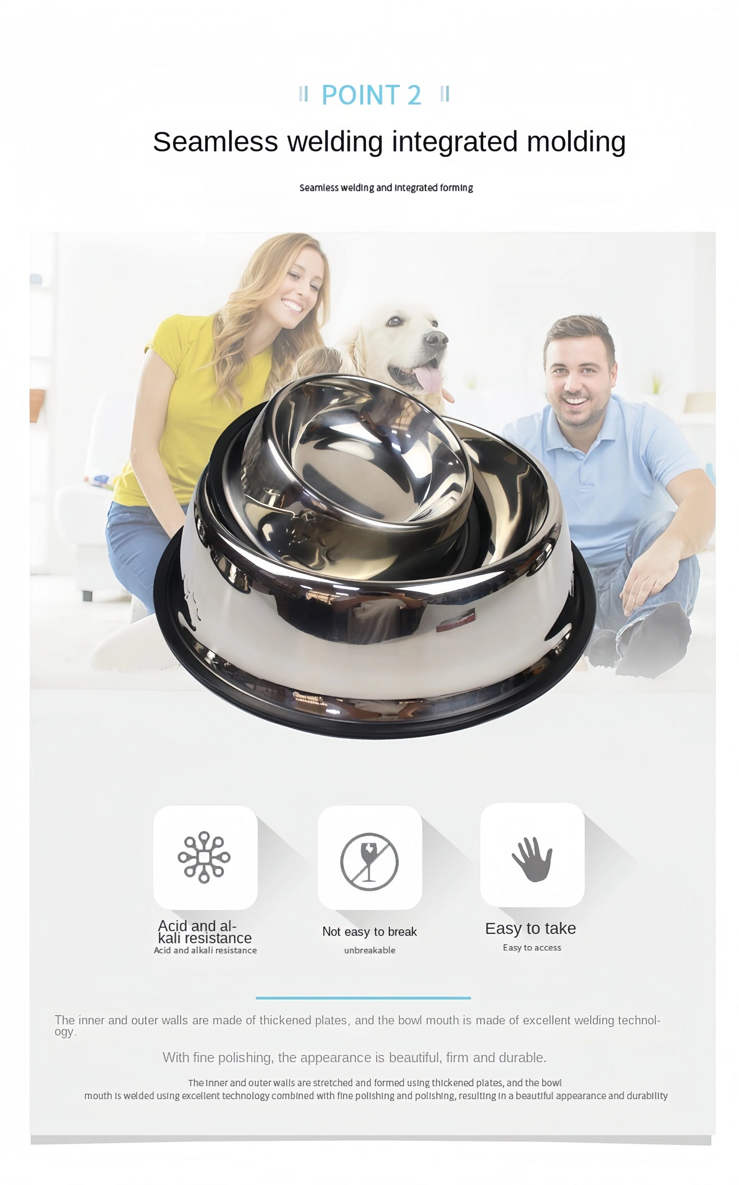 Pet Dog Cat Stainless Steel Bowl Pet Feeding Bowl Cat and Dog Drinking Bowl Metal Feeder Bowl Durable Easy To Clean 6 Sizes Ohberri