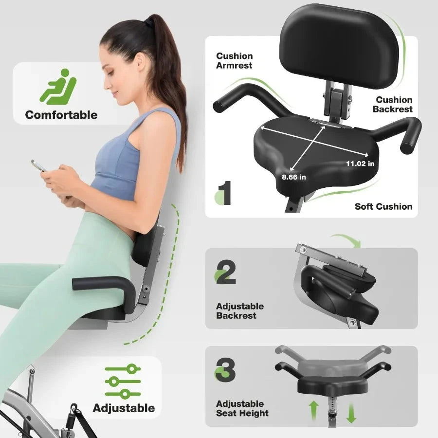 Exercise Bike 5 in 1 Foldable Stationary Bike 16 level Adjustable Ohberri