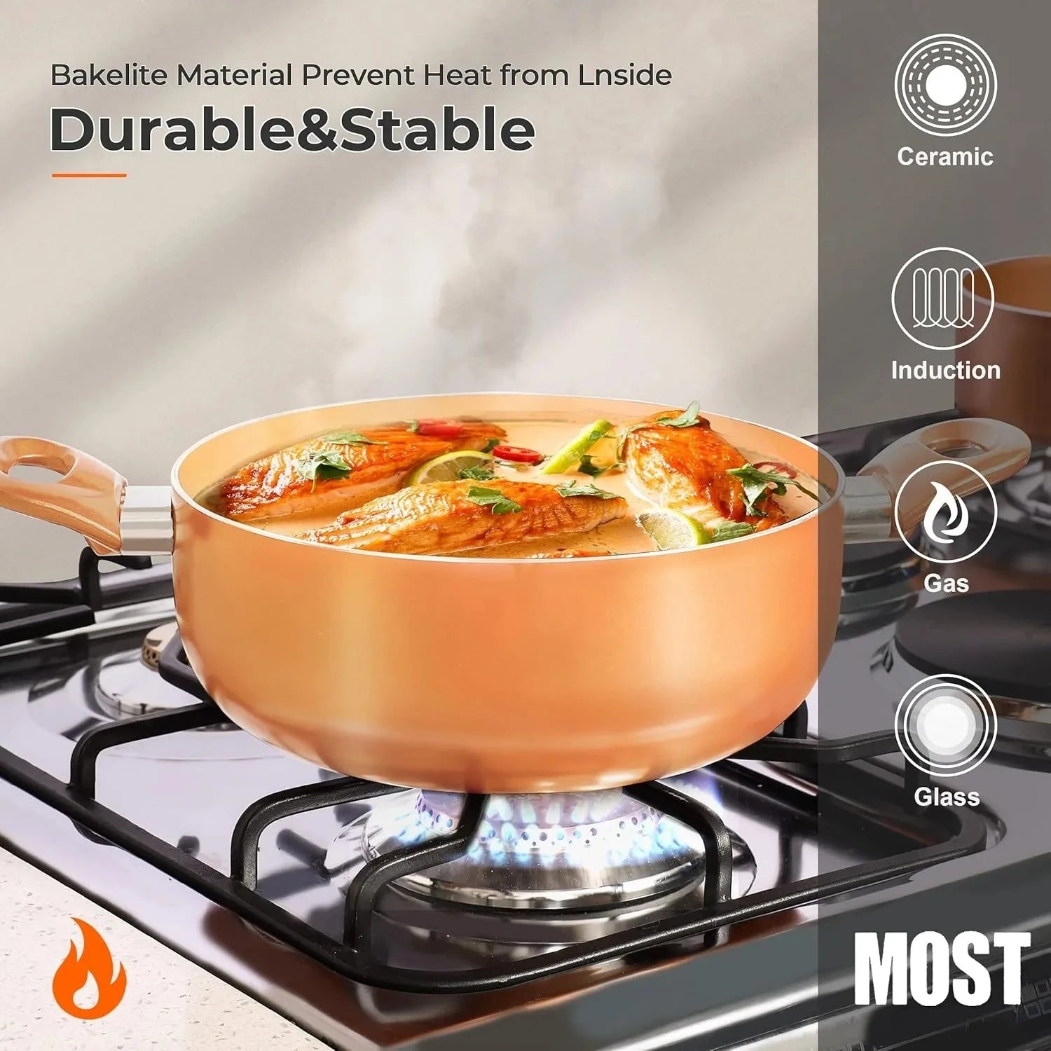 10pcs Cookware Set Ceramic Nonstick | Copper Aluminum , Induction Ohberri