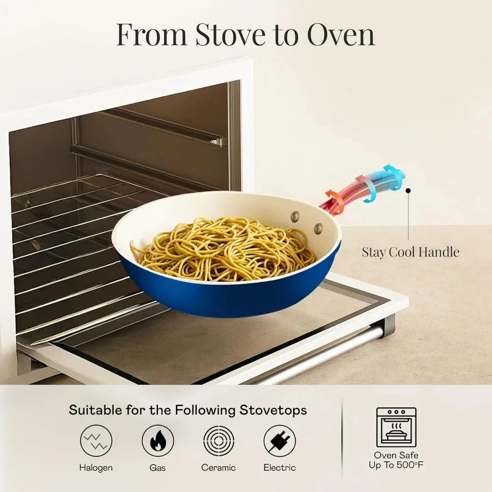 12 pc ceramic cookware set nonstick pots and pans set Ohberri