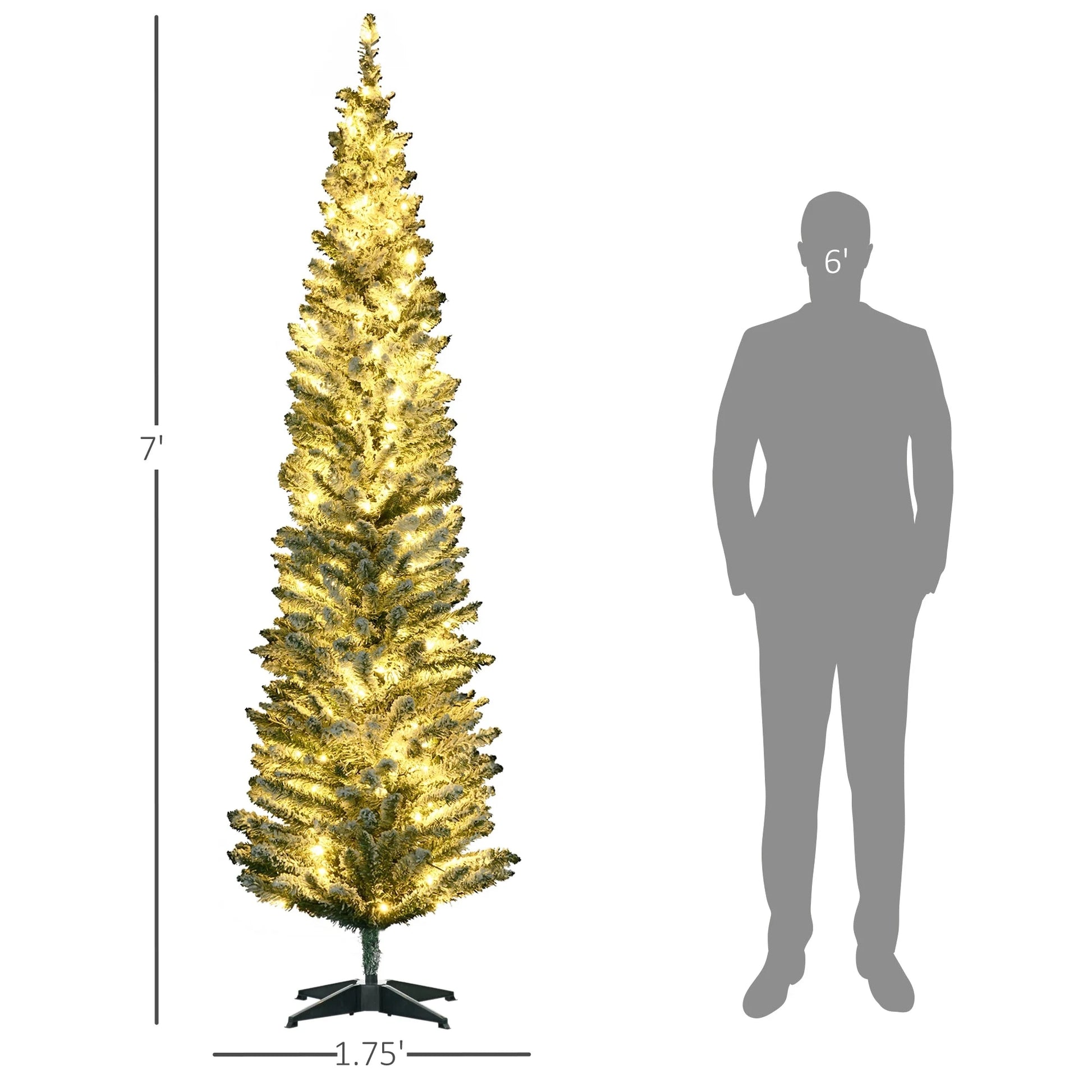 7' Prelit Artificial Christmas Tree with Warm White Led Lights, Green Ohberri