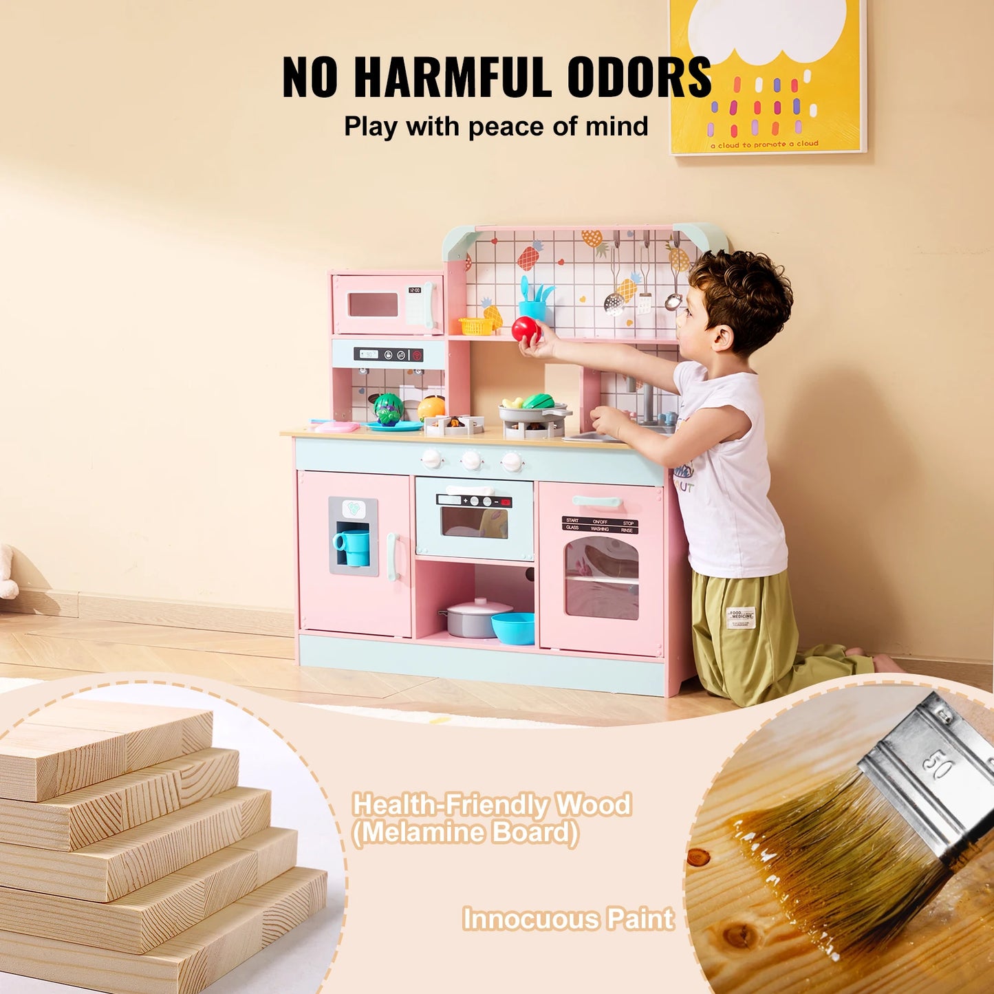 Pretend Play Cooking Toy for Kid Kitchen, Accessories with Lights & Sounds - Ohberri