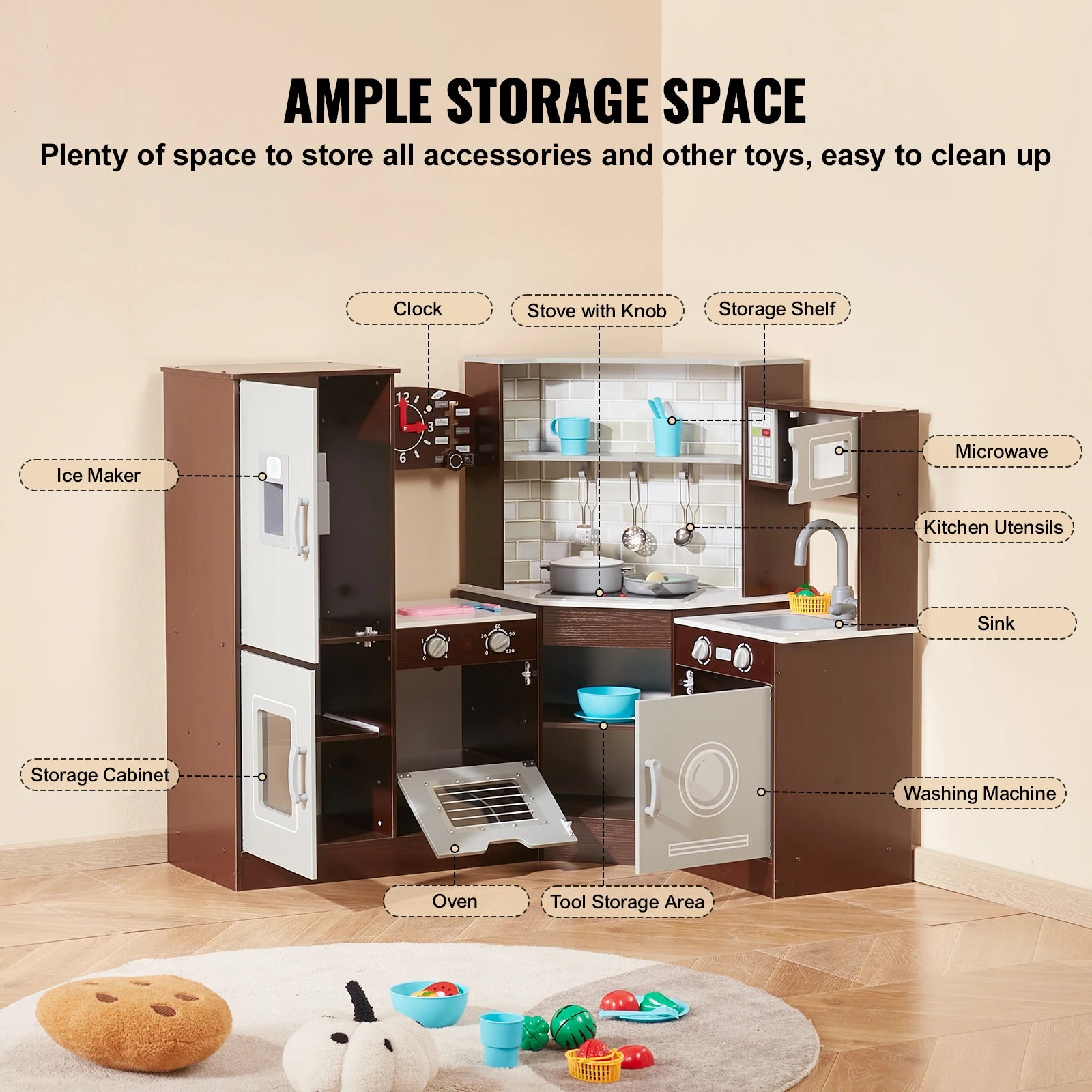 Play Kitchen Set Kitchenware Accessories with Ice Maker f - Ohberri