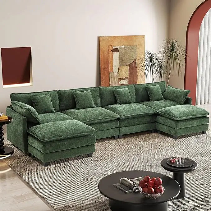 U-Shaped Sectional Sofa – 3-Seater Modern Deep Seat - Ohberri