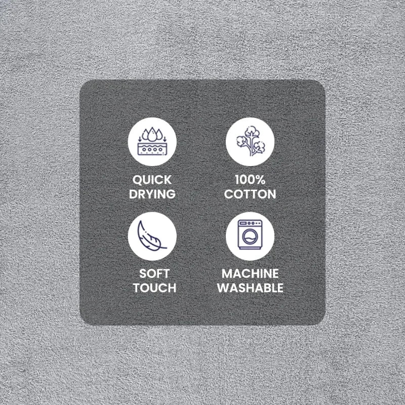 10 Piece Towel Set with Upgraded Softness & Durability, Grey - Ohberri