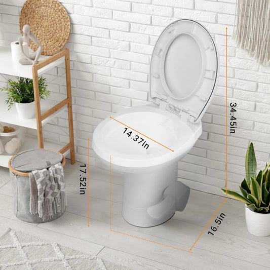 RV Toilet, Gravity Flush Toilet with Foot Pedal Flush,Standard Height Gravity Camper Toilet For RVs,Trailers,and Outdoor Campers Ohberri