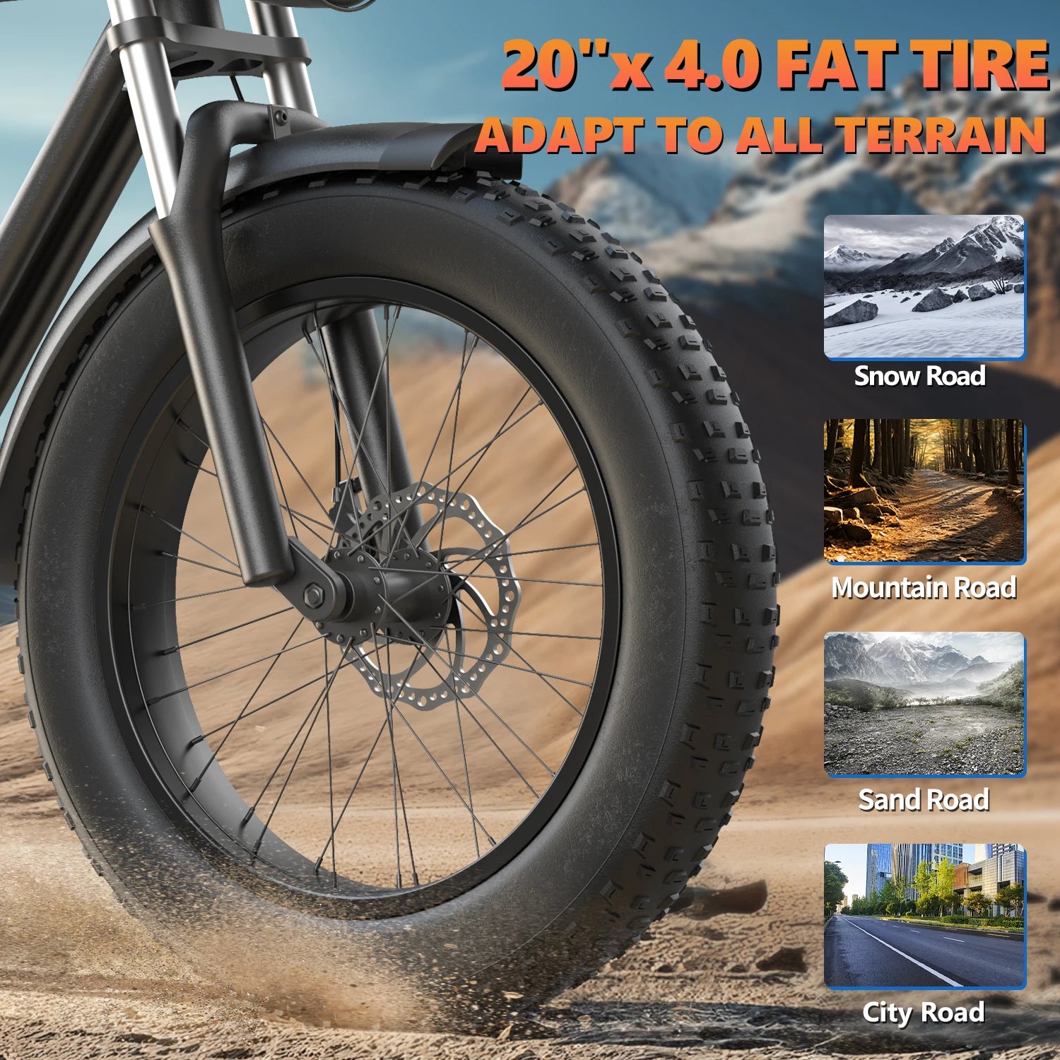 Electric bike 1500W Motor 48V 23AH 20 Inch Fat Tire 32MPH 7-Speed - Ohberri