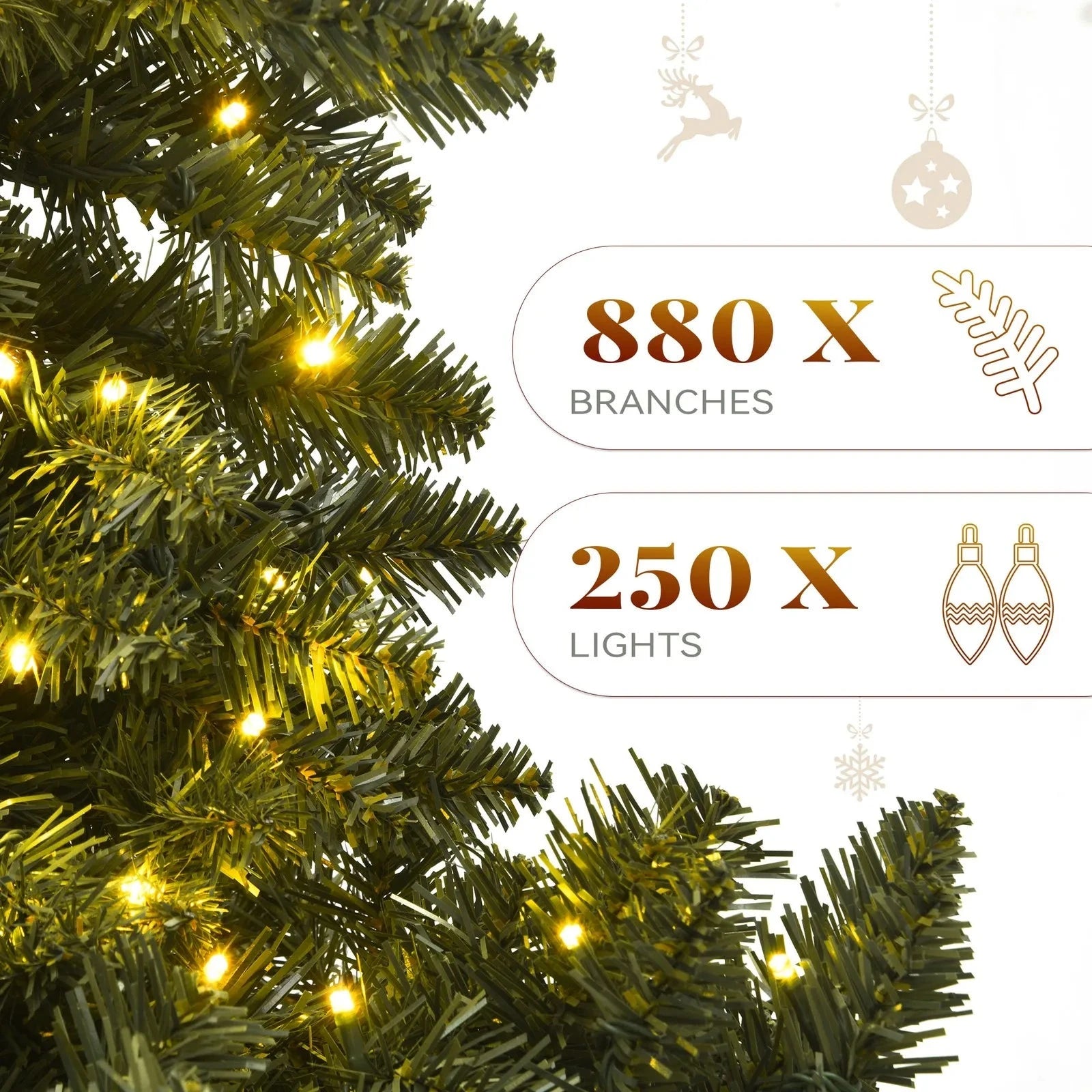 6ft Pre-Lit Spruce Artificial Christmas Tree with 880 Branch Tips & 250 Lights Ohberri