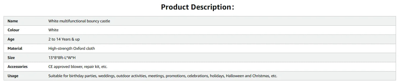 9x9x7ft Soft Play White Bounce House With Slide Ball Pit - Ohberri