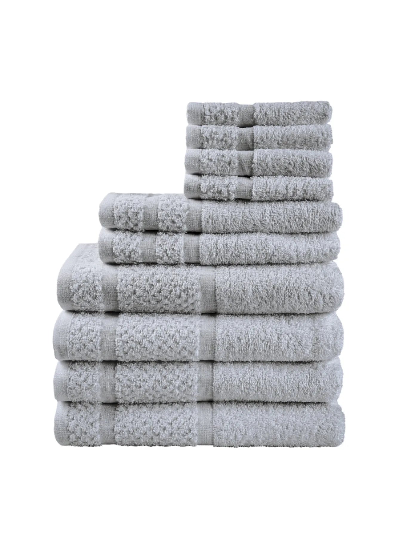 10 Piece Towel Set with Upgraded Softness & Durability, Grey - Ohberri