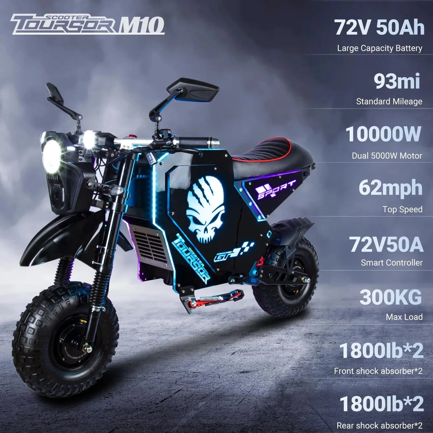M10 Electric Bicycle 5000W*2 Dual Motor 72V50AH Electric Bike Ohberri
