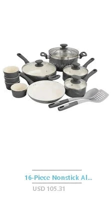 18-Piece Stainless Steel Nonstick Cookware Set Gray Tempered Glass Lids Ohberri