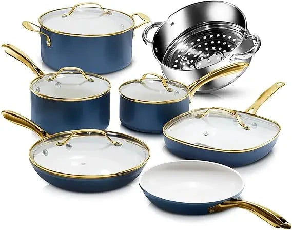 12 pc ceramic cookware set nonstick pots and pans set Ohberri