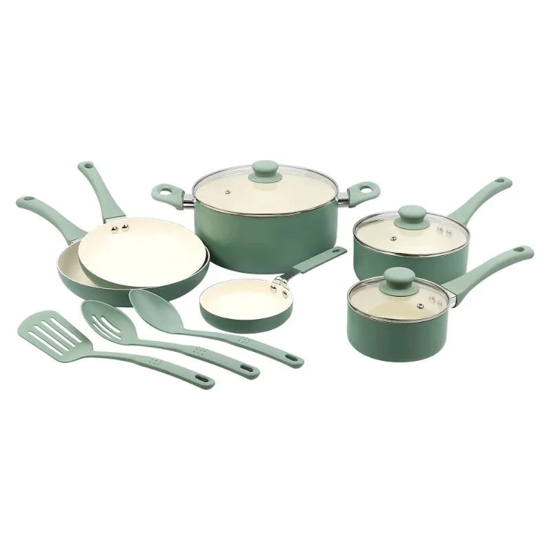 12 Piece Nonstick Aluminum Alloy Cookware Set, Blue Ohberri