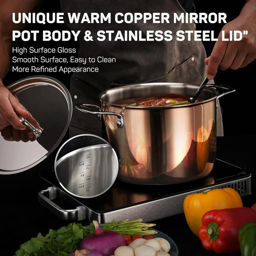10 Stainless Steel Pot and Pan Set Copper Induction Cookware Ohberri