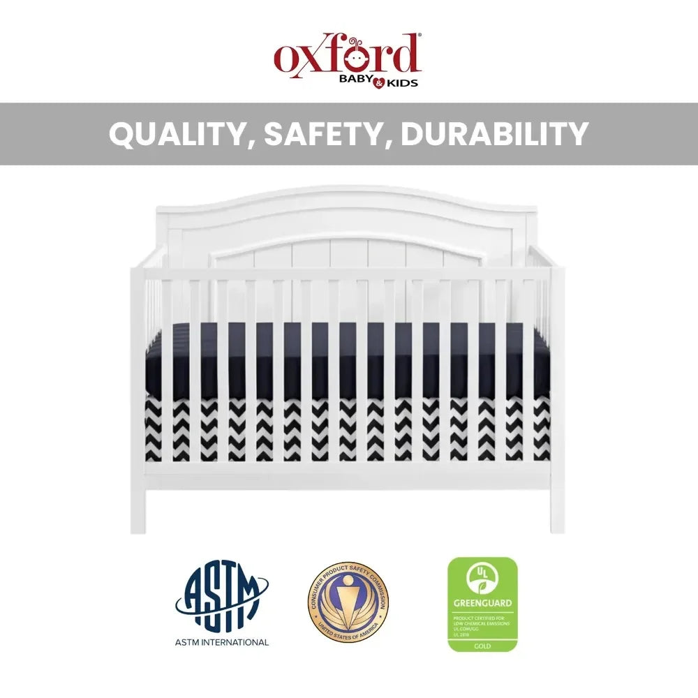 North Bay 4-in-1 Convertible Crib, Snow White, GREENGUARD Gold Certified, Wooden Crib Ohberri