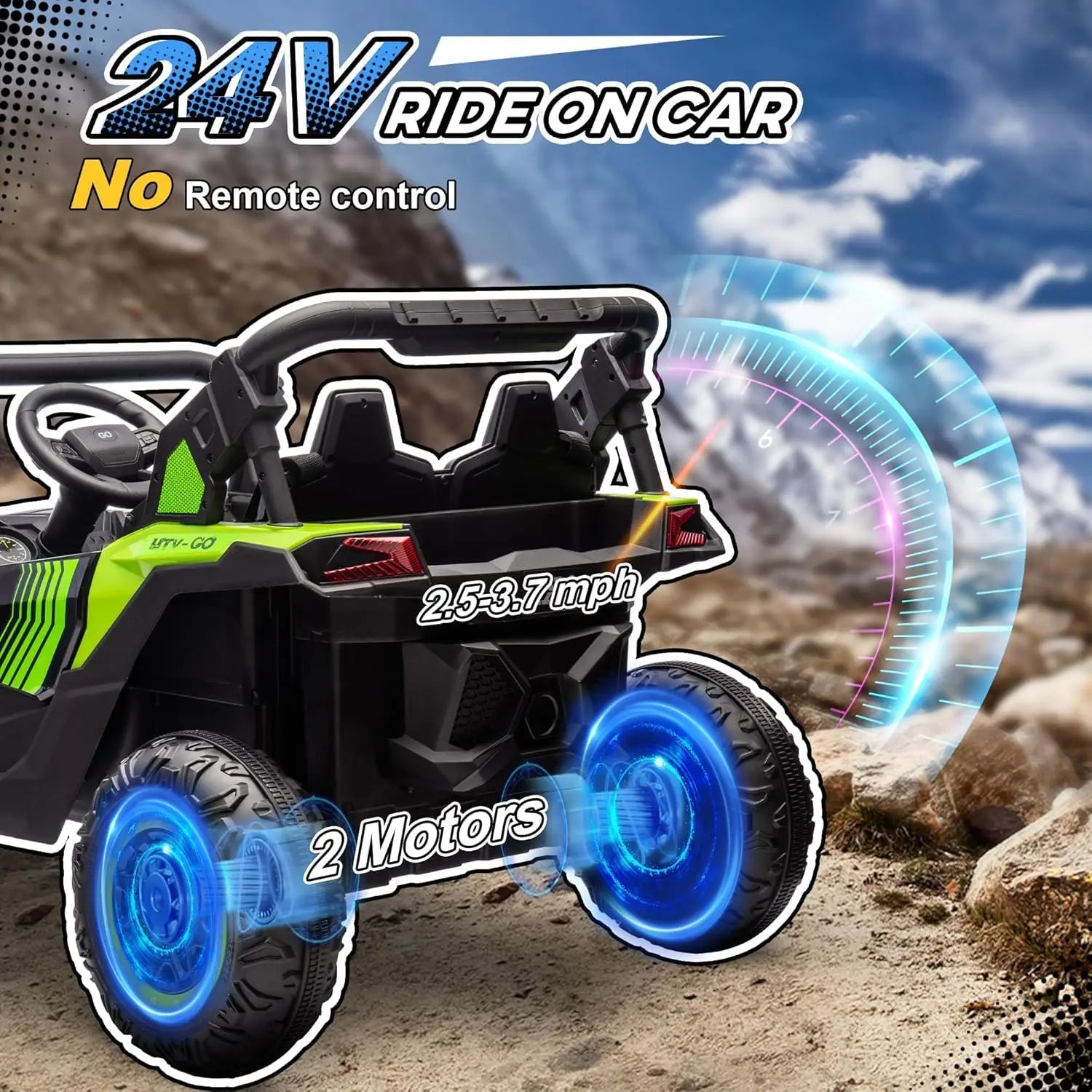 2 Seater Ride on UTV, 24V 7AH Kids Electric Car Ohberri