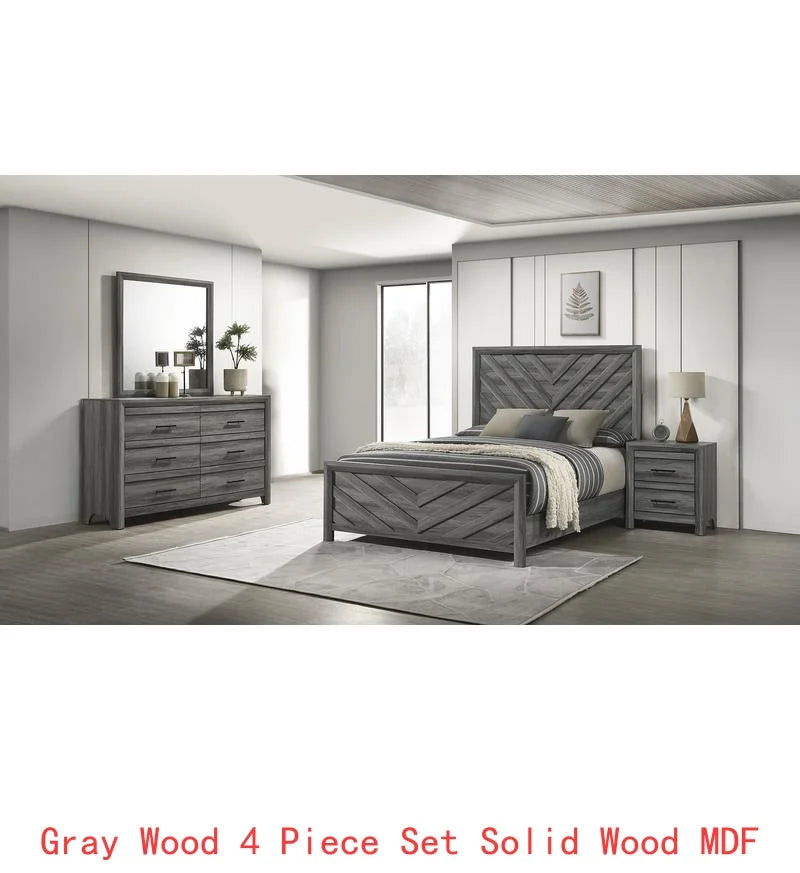 Modern Twin 4PC Storage Bedroom Set, Natural Wood Finish - Ohberri