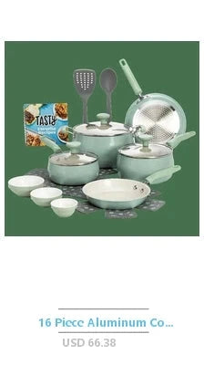 18-Piece Stainless Steel Nonstick Cookware Set Gray Tempered Glass Lids Ohberri