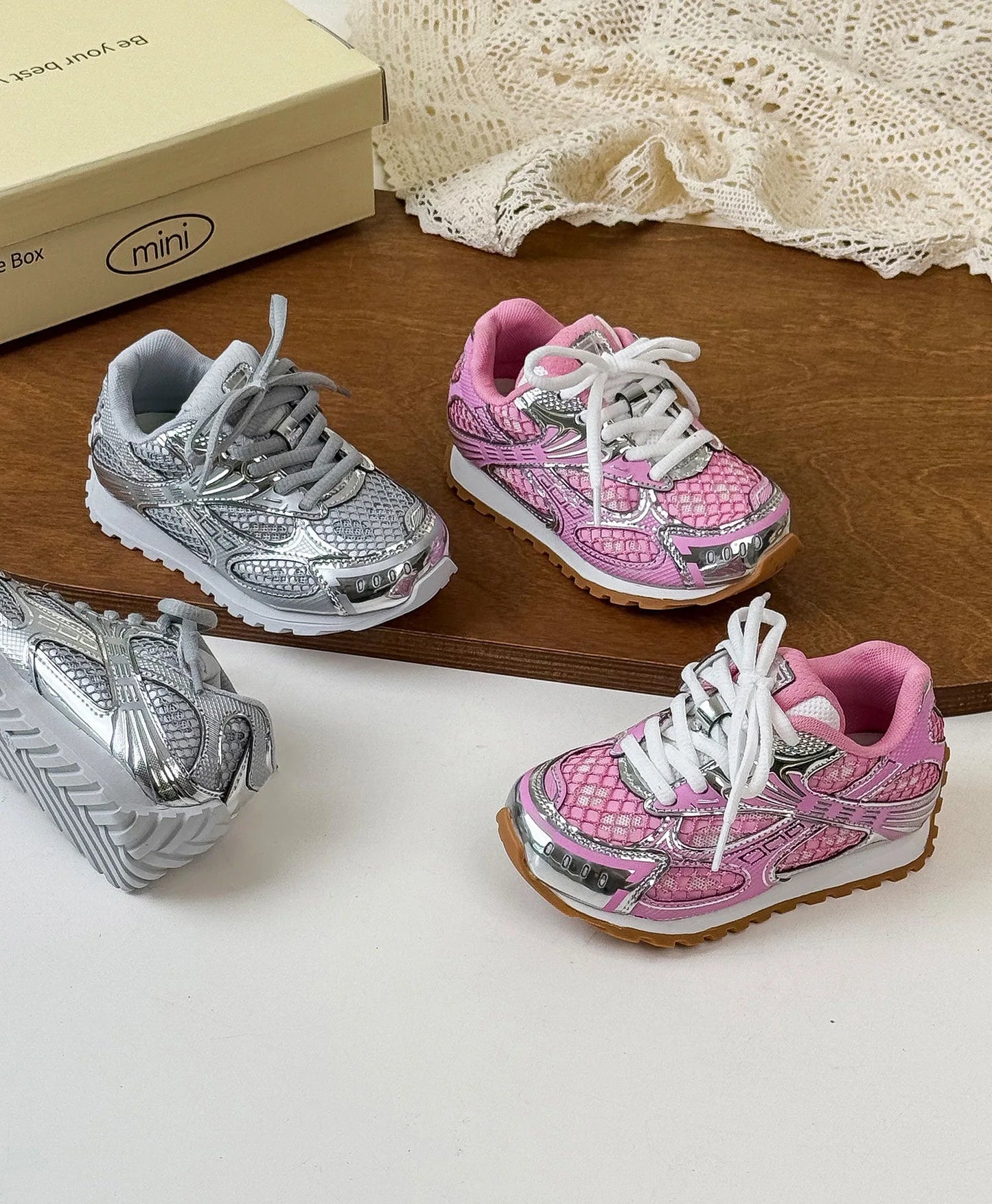 2025 Spring Toddler Kid Breathable Orbit Metallic Rubber Mesh Sneaker Children Casual Fashion Shoe Boy Girl Sports Walking Shoes Ohberri