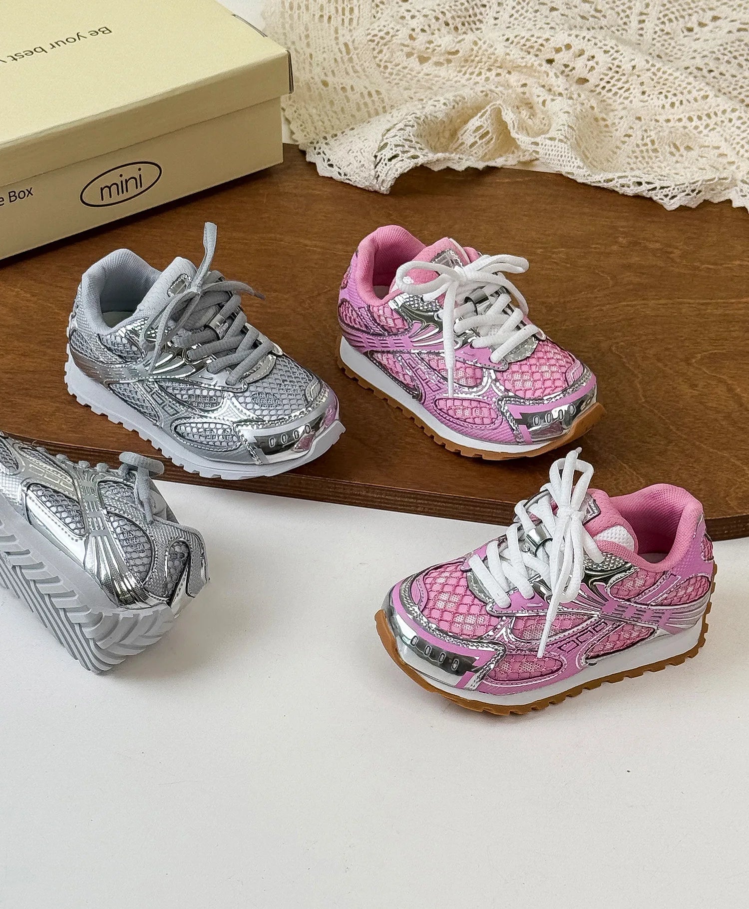 2025 Spring Toddler Kid Breathable Orbit Metallic Rubber Mesh Sneaker Children Casual Fashion Shoe Boy Girl Sports Walking Shoes Ohberri