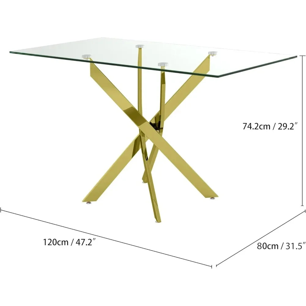 5 Piece Dining Table Table Set, Tempered Glass Dining Tables Set for 4 Kitchen Tables Set with 4 Upholstered Chairs - Ohberri