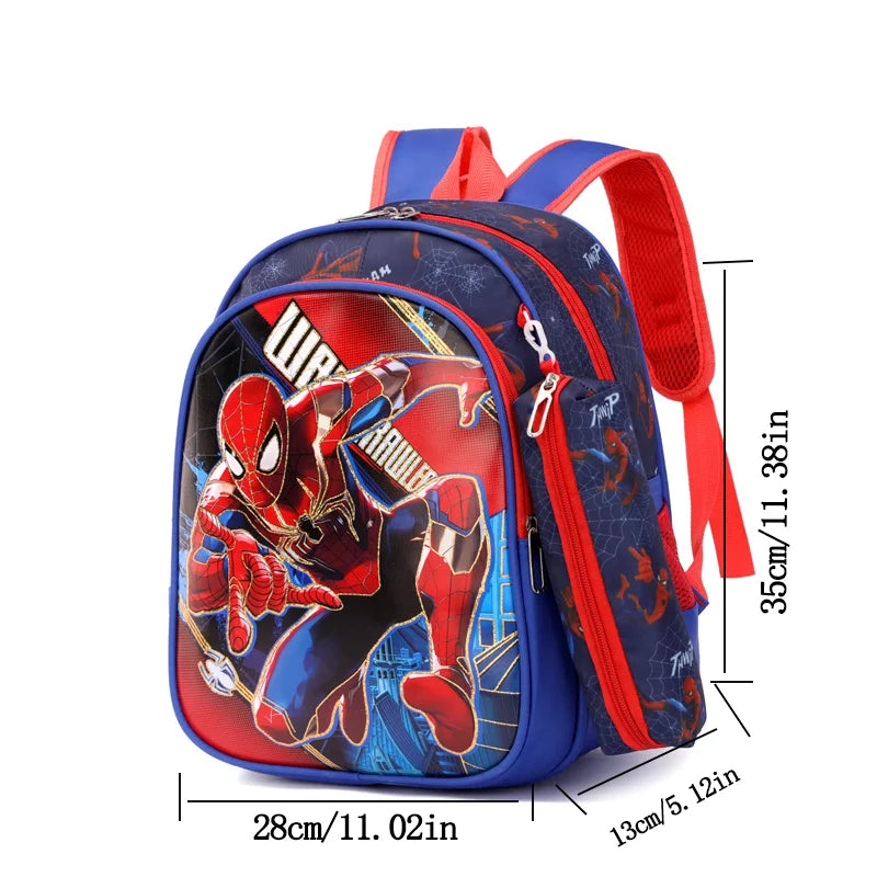 Disney Spiderman Unisex Backpacks Large Capacity Gilding Print Schoolbag For Children's Gifts With Pen Case - Ohberri