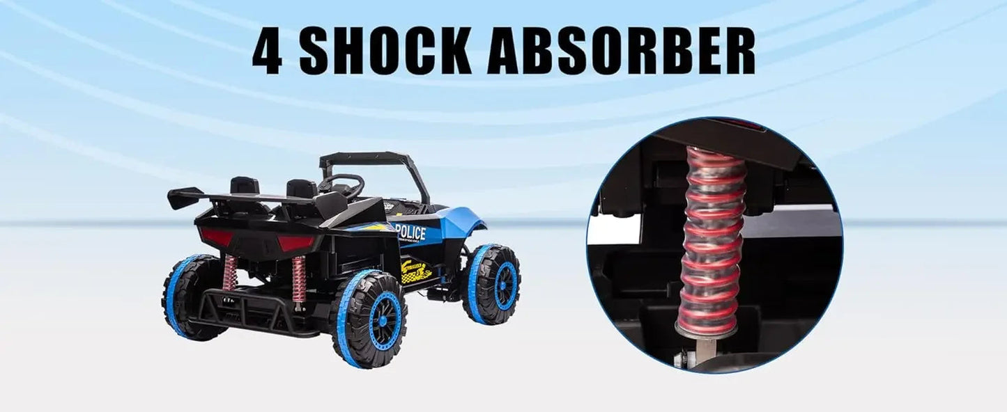 24V Police Car Ride On with Remote Control (Blue) Ohberri