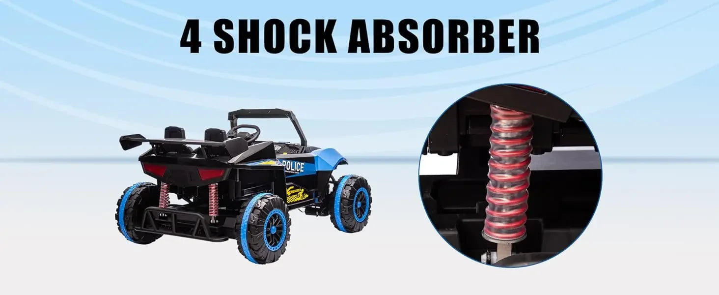 24V Police Car Ride On with Remote Control (Blue) Ohberri