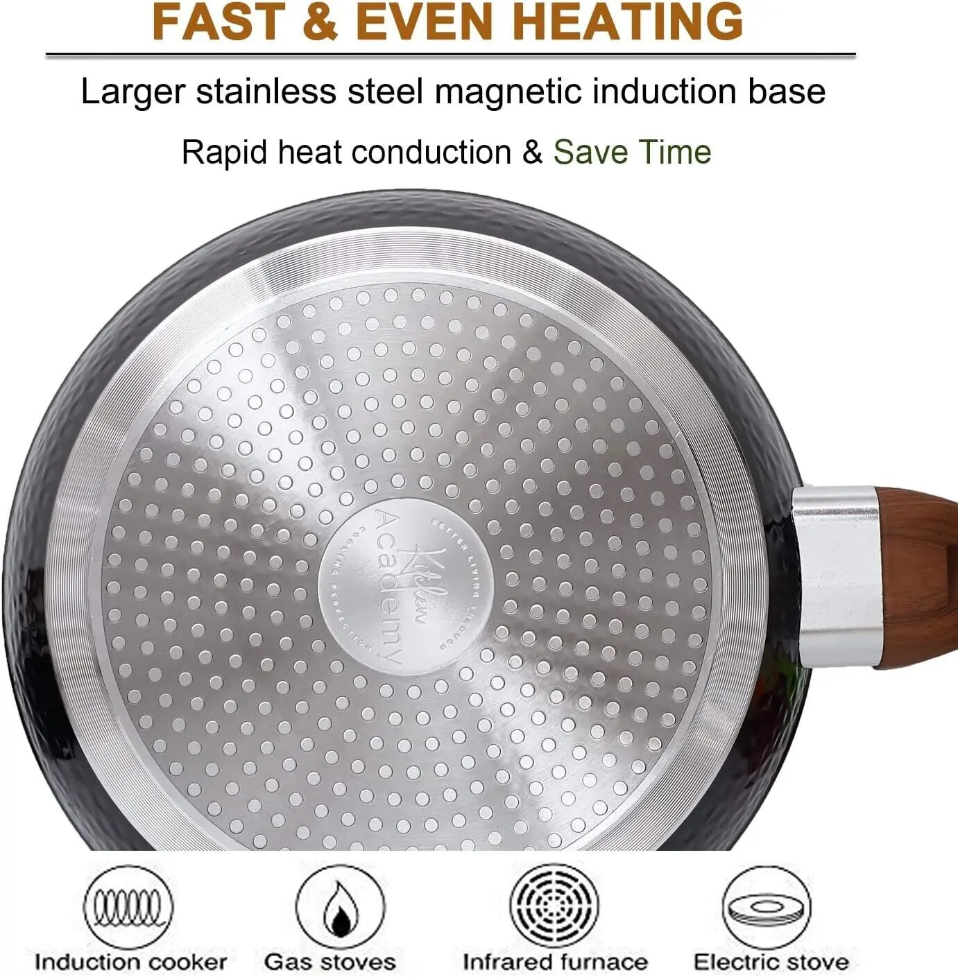 Induction Cookware Sets 15 Pcs Black Hammered -Granite Ohberri